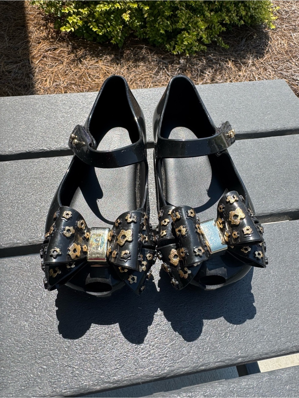 Mini Melissa Black with Gold Accents shoes